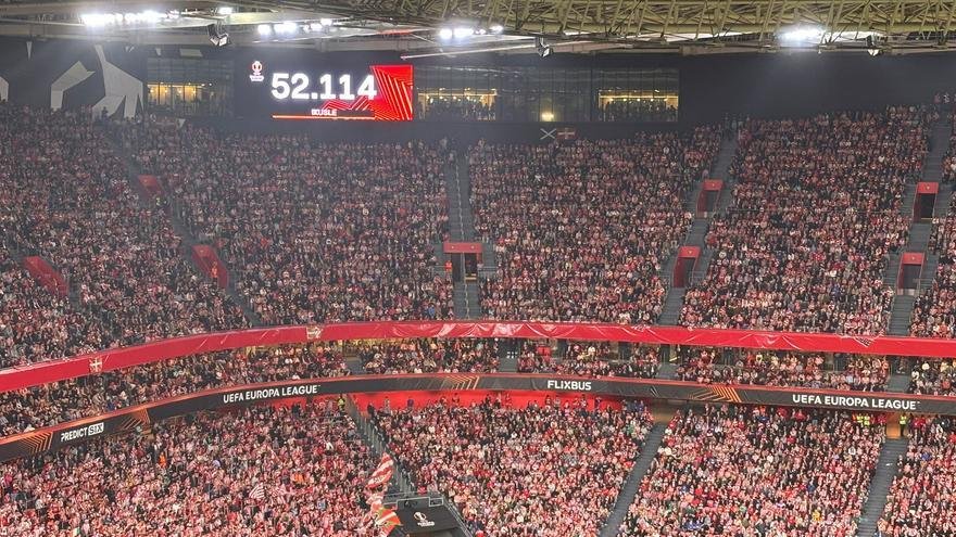 San Mames Se Llena 52114 Fieles Apoyan Al Athletic En Europa